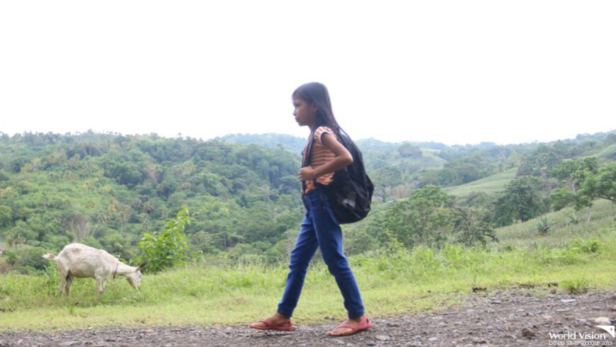 Janine, a World Vision Philippines sponsored child understood and never complained of the difficult journey she has to take everyday. She even got more motivated to study hard and be present at school because of their disadvantaged situation.